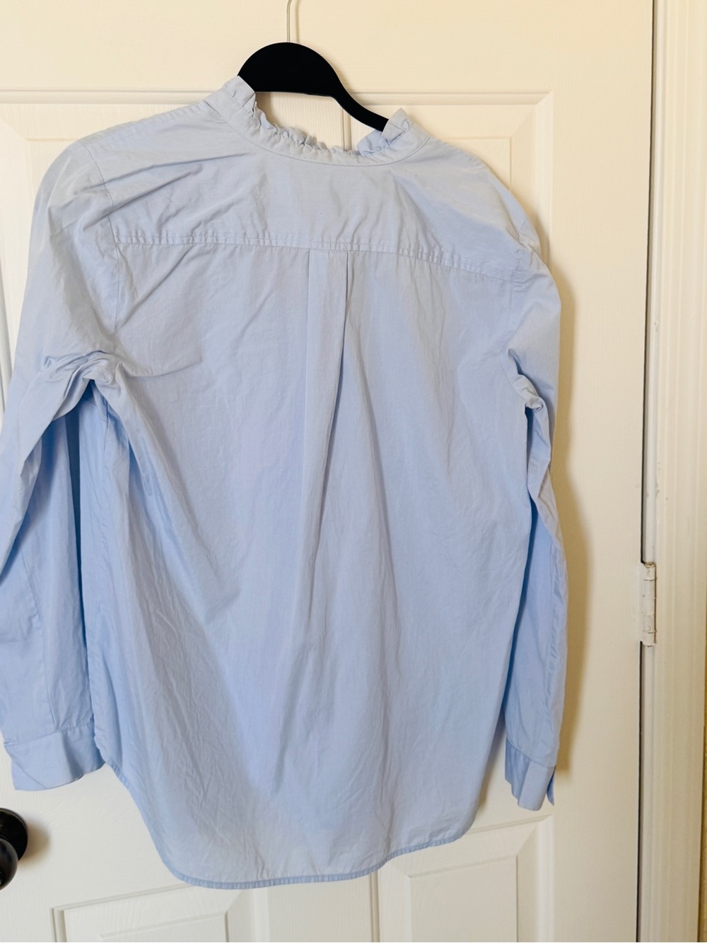 LOFT Light Blue Ruffle Collar Button-Front Shirt - Picture 2 of 2